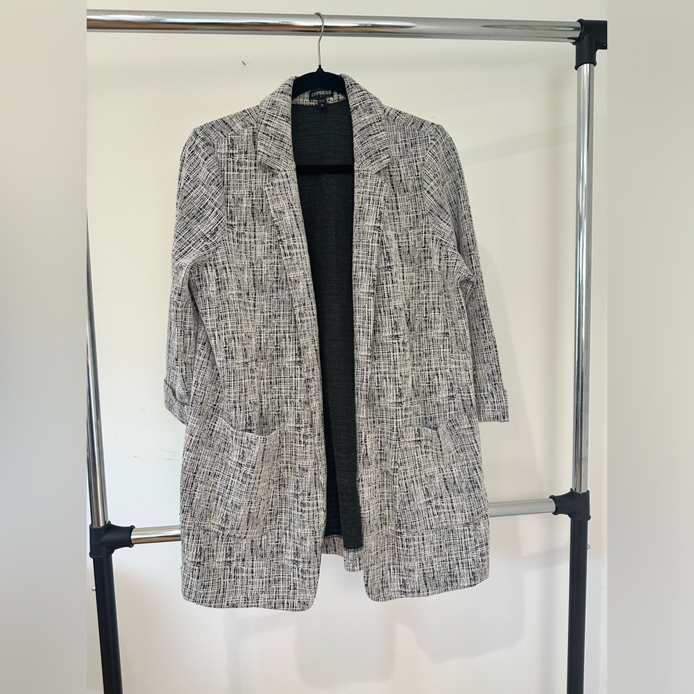 Express Gray 3/4 Length Sleeve Blazer - Size L